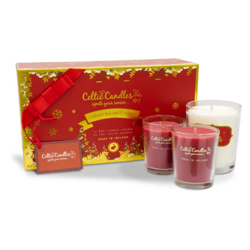 Celtic Candles Cinnamon & Winter berries Mini Giftbox mulveys.ie nationwide shipping