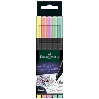 Faber-Castell Grip Fineliners, 0.4mm Nib Pastel 5pk Mulveys.ie