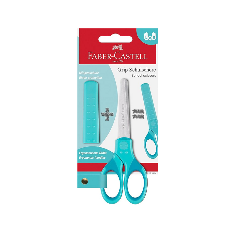 Faber-Castell –  School Scissors Grip. Turquoise Mulveys.ie