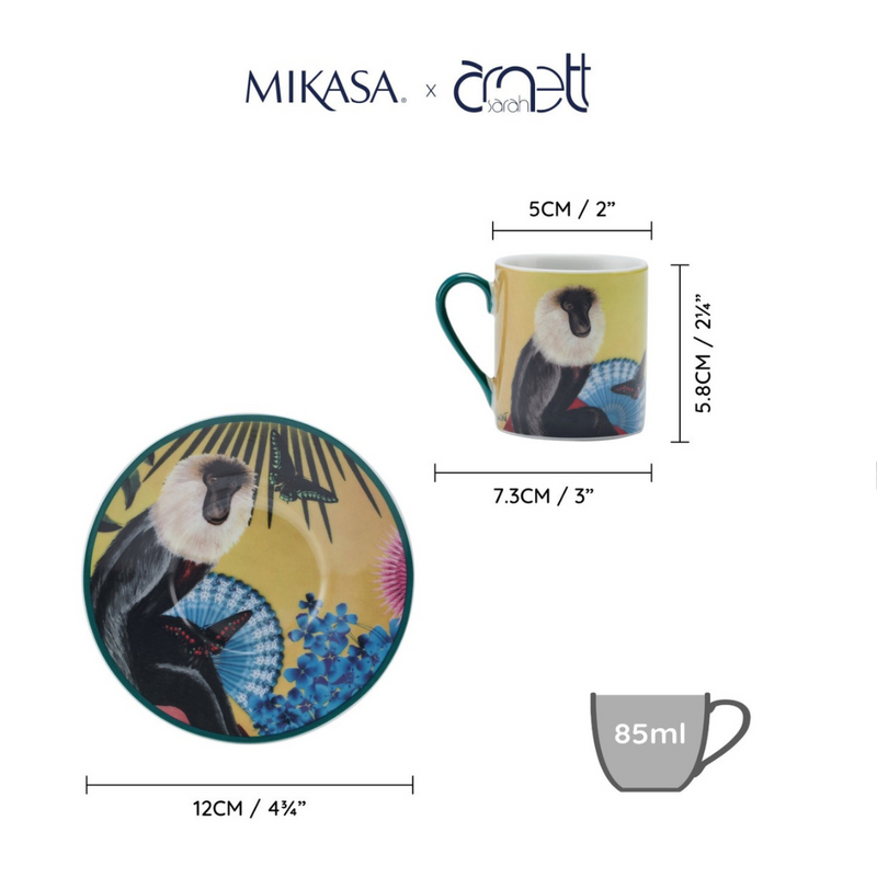 Mikasa x Sarah Arnett Porcelain Mug, 350ml, Monkey Print mulveys.ie natiowide shipping