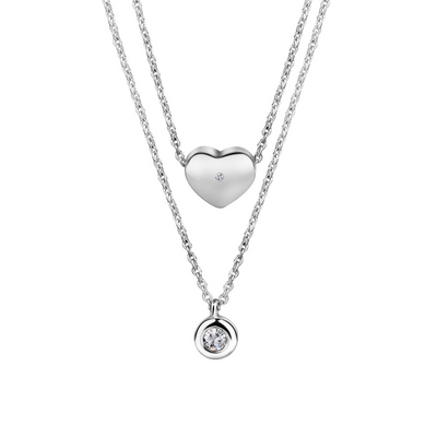 Newbridge Silver Plated Heart Pendant with Clear Stones mulveys.ie nationwide shipping