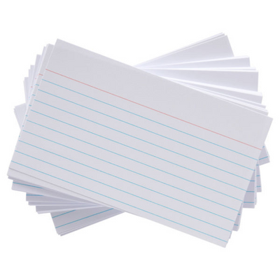 Pkt.100 5"x3" Ruled Record Cards - White