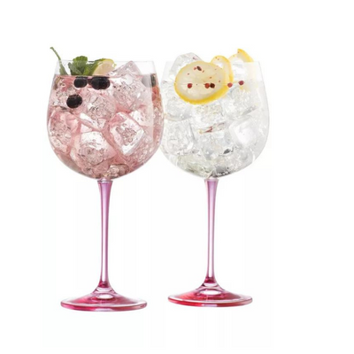 Galway Crystal Gin & Tonic Glasses Pair Pink mulveys.ie nationwide shipping