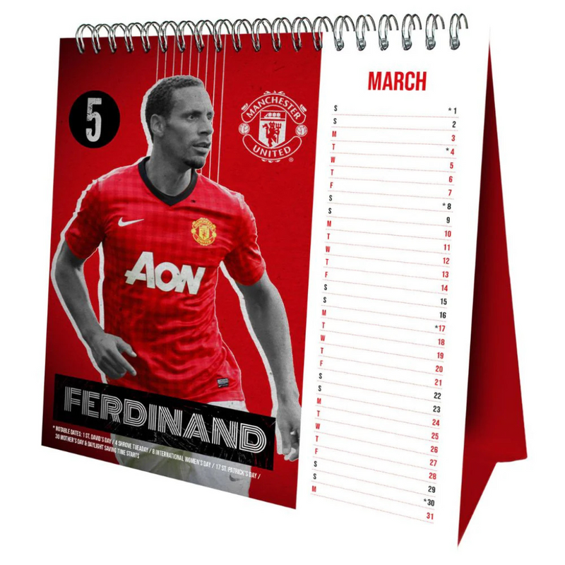 2025 Calendar Manchester United FC Month to View Football Desk