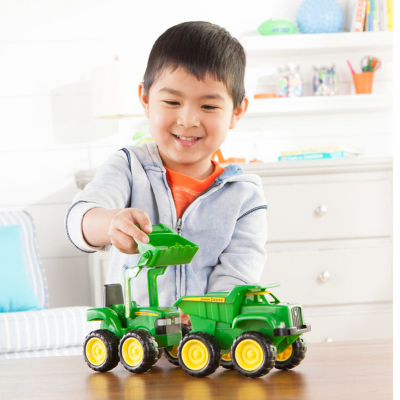 JOHN DEERE SANBOX VEHICLE 2 PACK WITH LOADER AND DUMP TRUCK