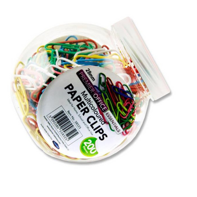 Premier Office Tub 200 28mm Multicolour Paper Clips mulveys.ie nationwide shipping