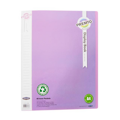 Premto Pastel A4 40 Pocket Display Book Cdu - Wild Orchid  www.mulveys.ie Nationwide Shipping