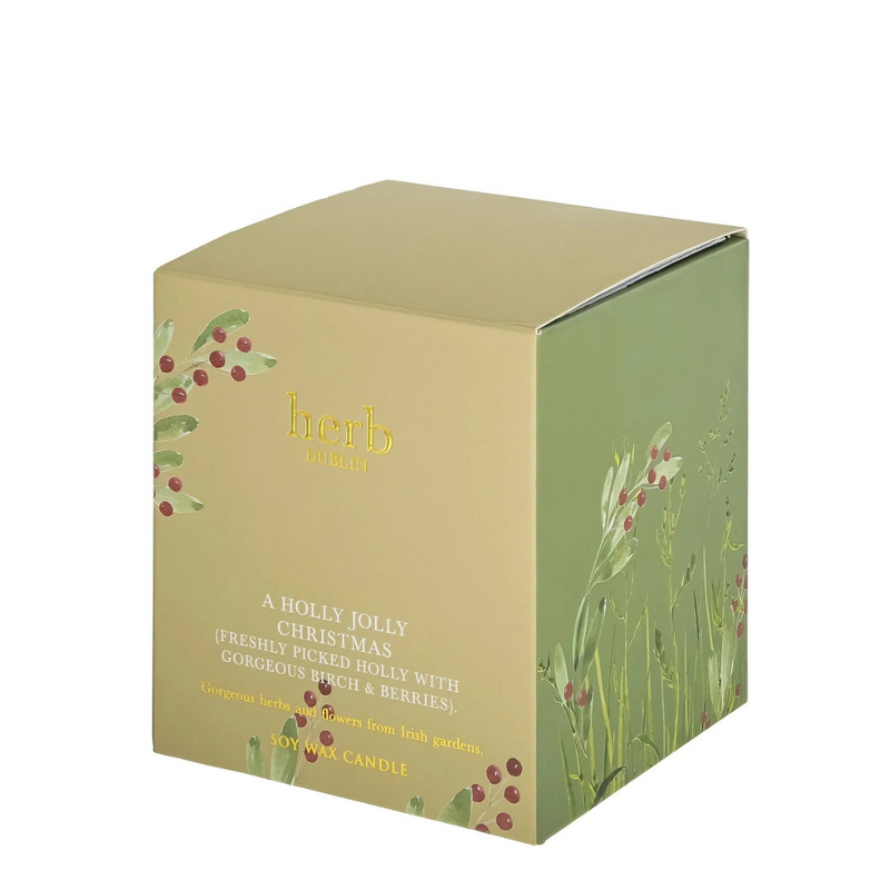 Holly Jolly Christmas Candle by Herb Dublin mulveys.ie nationwide shipping