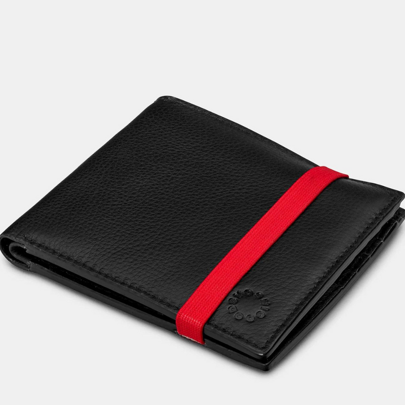 TWO FOLD EAST WEST BLACK LEATHER WALLET WITH ELASTIC mulveys.ie nationwide shipping