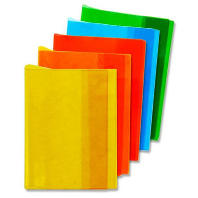 Student Solutions * Pkt.5 Pvc Heavy Duty Copy Book Covers - 5 Asst Transparent Colours mulveys.ie nationwide shipping