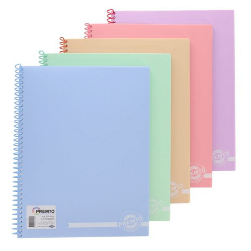 Premto Pastel A4 160pg Pp Spiral Notebook 5 Asst mulveys.ie nationwide shipping