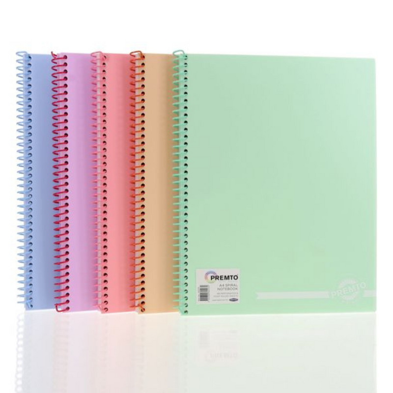 Premto Pastel A4 160pg Pp Spiral Notebook 5 Asst mulveys.ie nationwide shipping