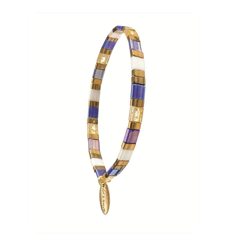 Hot Tomato  Miyuki Tila Style Glass Beads - Cobalt/Gold Bracelet mulveys.ie nationwide shipping