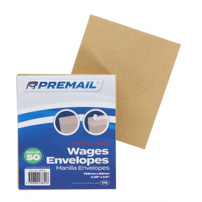 Pkt.50 Peel & Seal Wages Envelopes - Plain mulveys.ie nationwide shipping