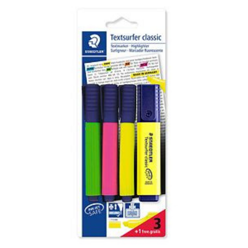 Staedtler Highlighters Pack 3+1 Free mulveys.ie nationwide shipping