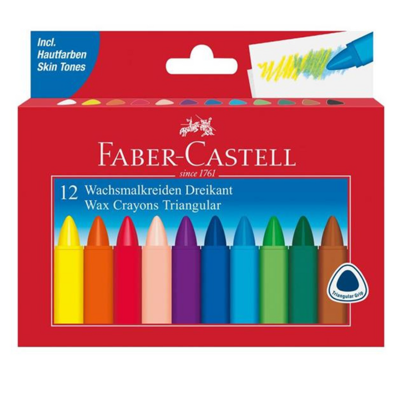 Faber-Castell Triangular Wax Crayons | 12 Pack mulveys.ie nationwide shipping