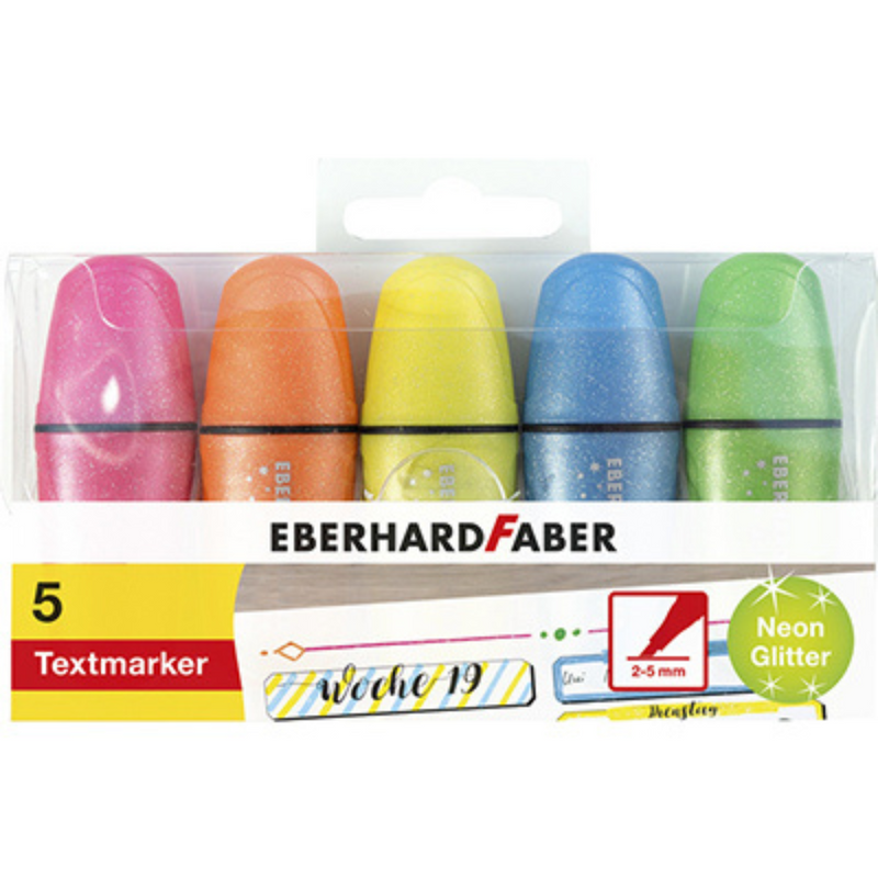 Eberhard and Faber - Mini Highlighters - Glitter Neon Set of 5