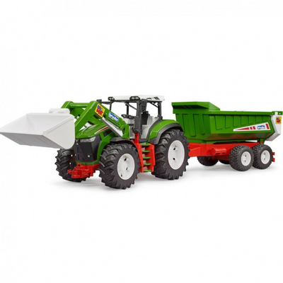 ROADMAX TRACTOR WITH FRONT LOADER AND TRAILER 03452 BRUDER