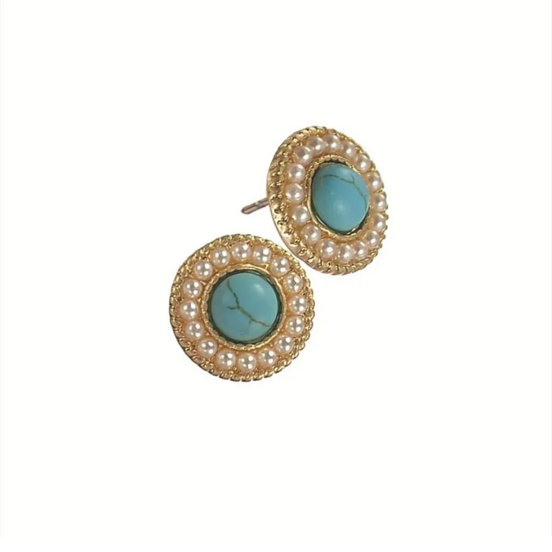 Hot Tomato Vintage Style Gold/Turquoise  Earrings