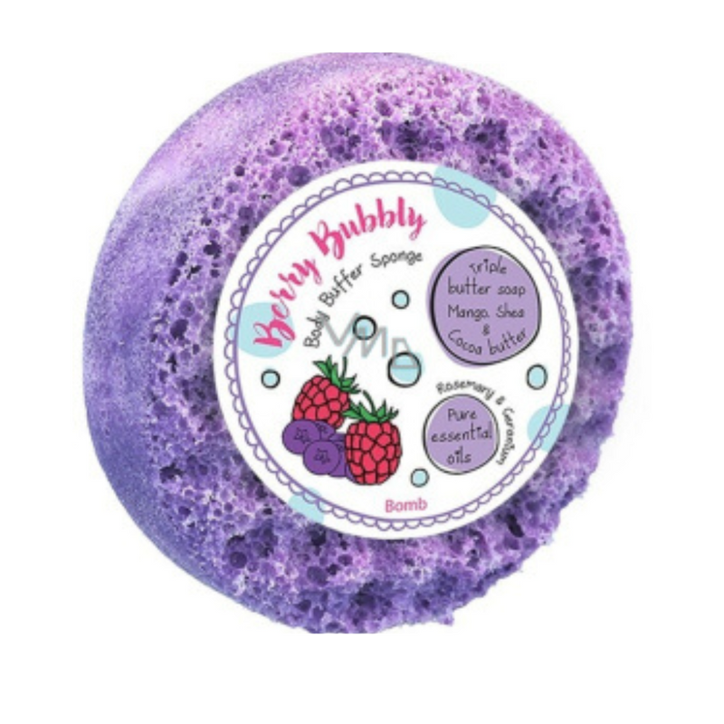 Bomb Cosmetics Berry Bubbly natural shower massage sponge with fragrance