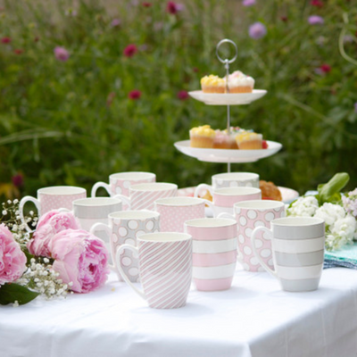 Tipperary Crystal Set 6 Bone China Mugs - Spots & Stripes Party Pack