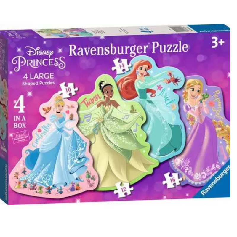 Children’s Puzzle Disney Princess 4 Large Shaped Puzzles - 10 + 12 + 14 + 16 Pieces Puzzle