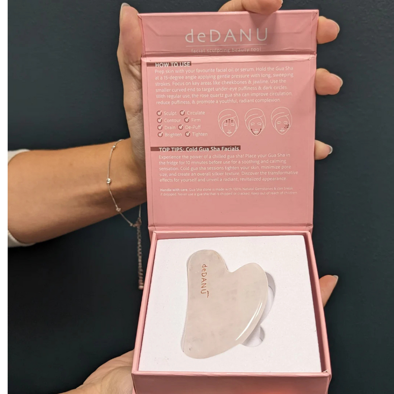 deDANÚ Rose Quartz Gua Sha Facial Massage Tool