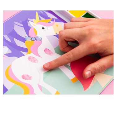 Unicorns Fingerprint Activity Book with 7 Paint Pads