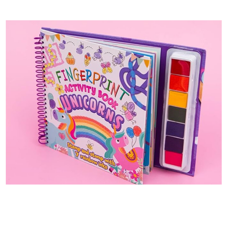 Unicorns Fingerprint Activity Book with 7 Paint Pads