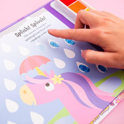 Unicorns Fingerprint Activity Book with 7 Paint Pads