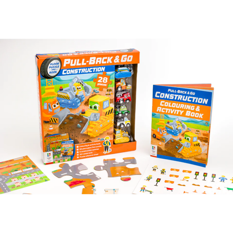 Pull-Back-And-Go Jigsaw: Construction Vehicles