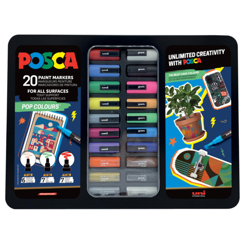 POSCA PAINT MARKERS POP COLOURS TIN 20PC MULVEYS.IE