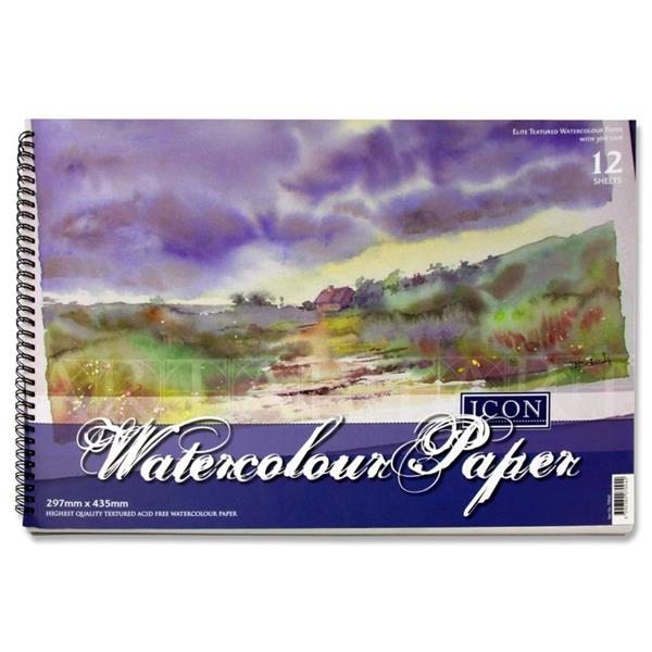 Icon ArtIcon A3 300gsm Wiro Watercolour Pad 12 Sheets