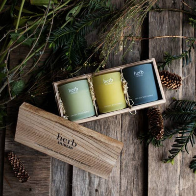 HERB DUBLIN WOOD BOX TRIO SET. MULVEYS.IE